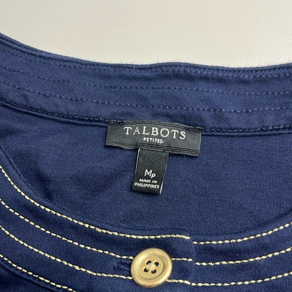 Imperfect Talbots top gold buttons side slits supima cotton blend medium petite - Picture 8 of 9